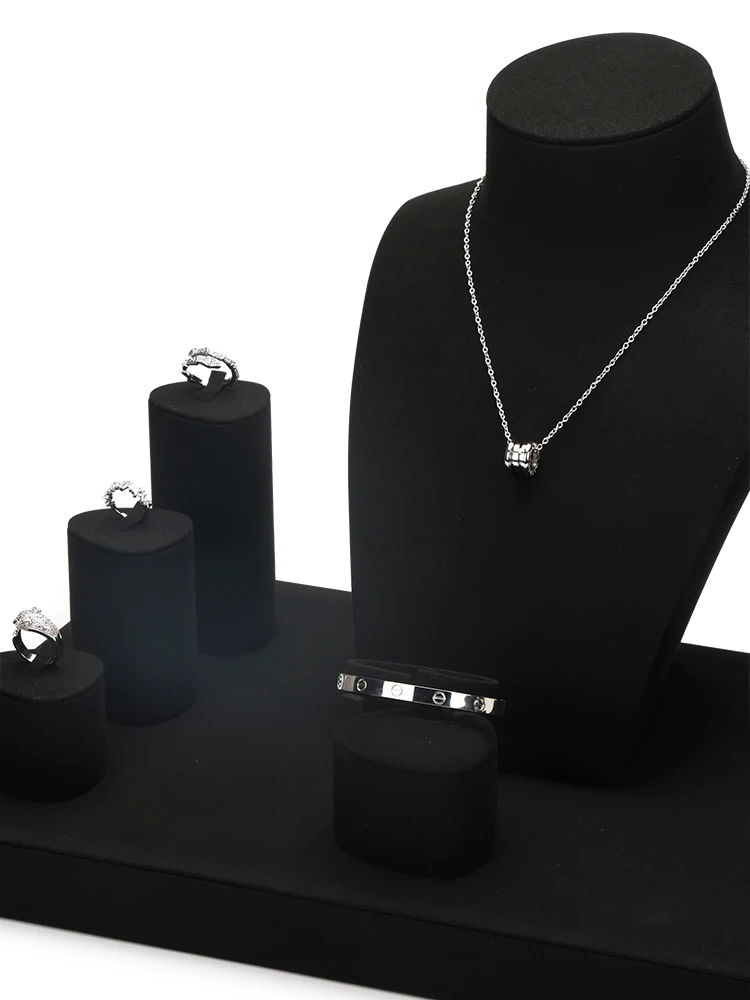 Jinsky black Microfiber Fashion jewelry display stand triangle shape ring stand earring holder Window Jewelry Display