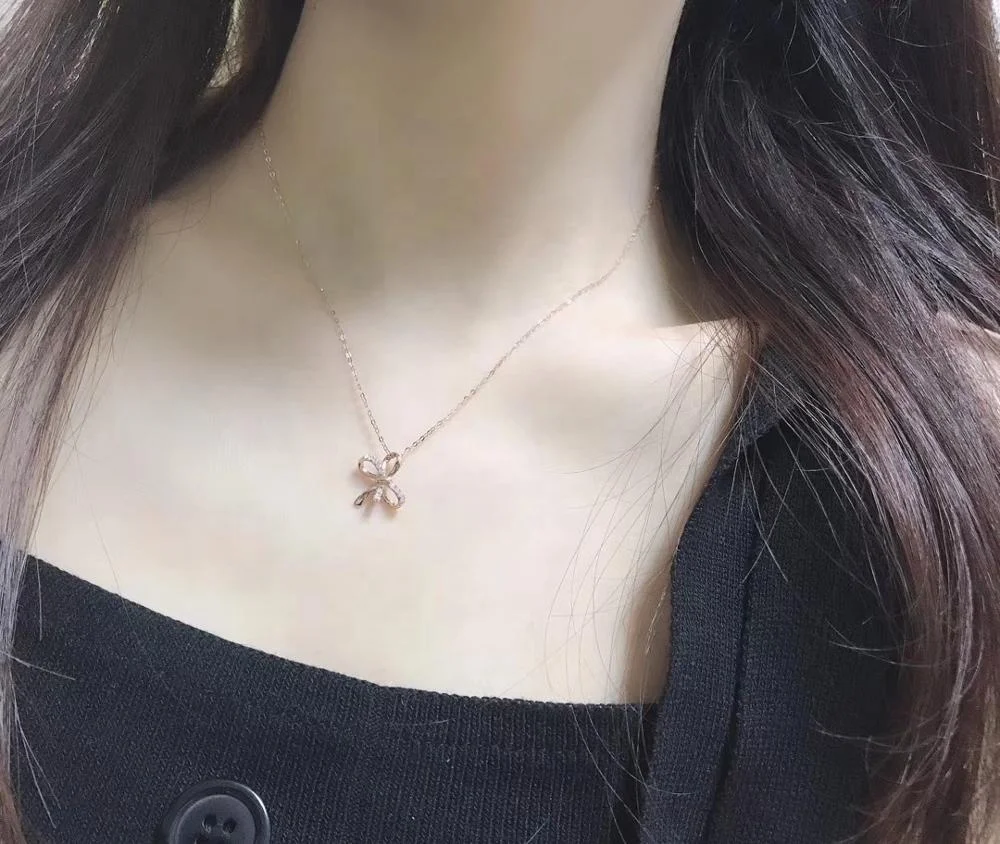 PUSHI jewelry fashion babygirl necklaces butterfly diamond necklace 18k gold butterfly charm pendant necklace women