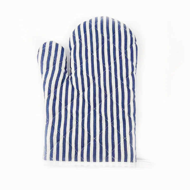 Stripe designed gloves cotton and linen heat resistant gloves for kitchen microwave oven pot holder
