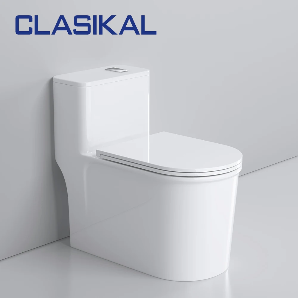 CLASIKAL Modern bathroom white ceramic integrated toilet floor mounted water closet