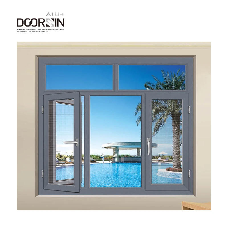 Customized New Design Large Glass Windows For Houses Hurricane Impact Double Glazed Aluminum Tilt And Turn Casement Windows