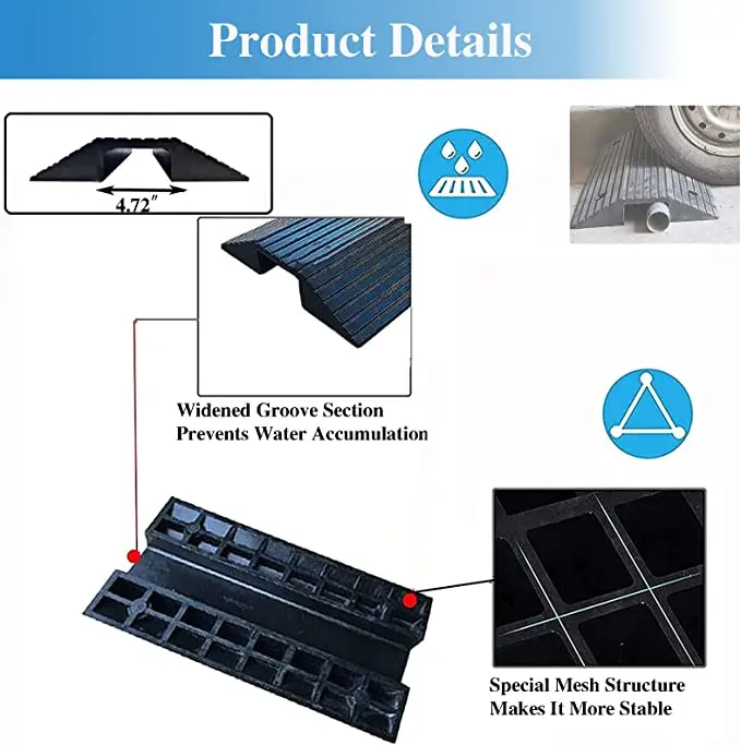 Rubber Ramp Portable Wheelchair Uphill Pad Heavy Duty Door Threshold for Bridge Road Along The Slope Threshold Slope Step Road