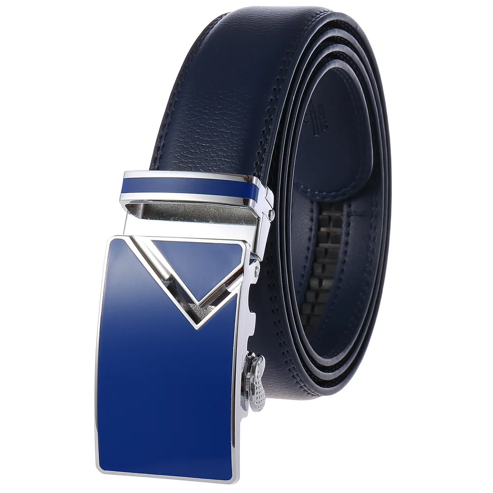 yb113 Many Color White Red Blue Cowhide Leather Ratchet Belt for Men Sport Business