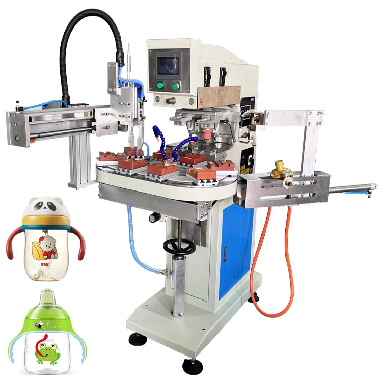2 colours ink cup conveyor baby cup bottle toys pad printing machine with flame treatment