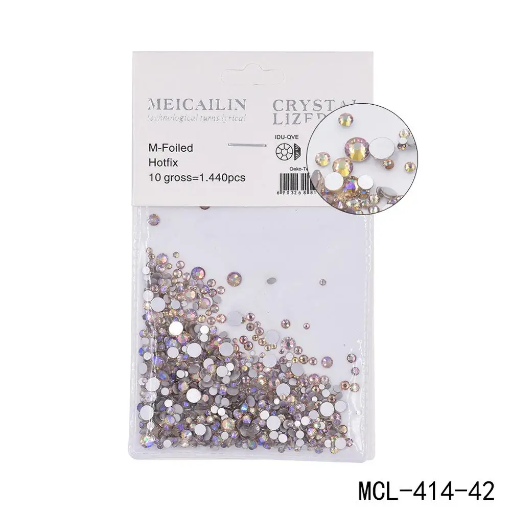 6 Grid Pack Flat Back Rhinestones Mixed sizes nail art crystal for nails