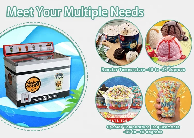 418L Curved Glass Door Ice Cream Frozen Showcase Display Freezer SD/SC-418Y