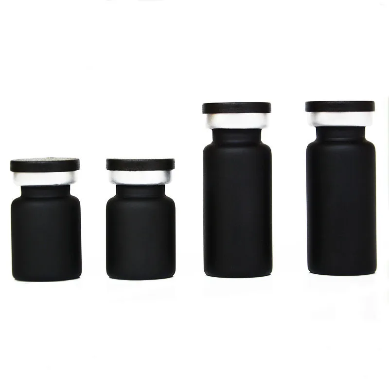 Wholesale 5ml 10ml matte black perfume glass vial with black screw cap and rubber stopper
