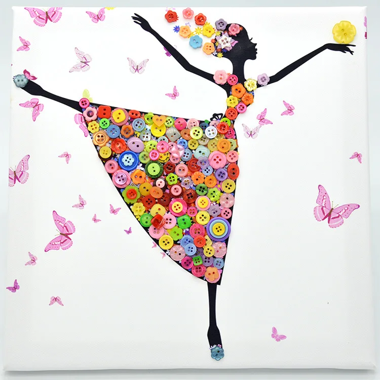 Arts and Crafts Supplies Craft Kits Set with Canvas, Acrylic Paint, Buttons