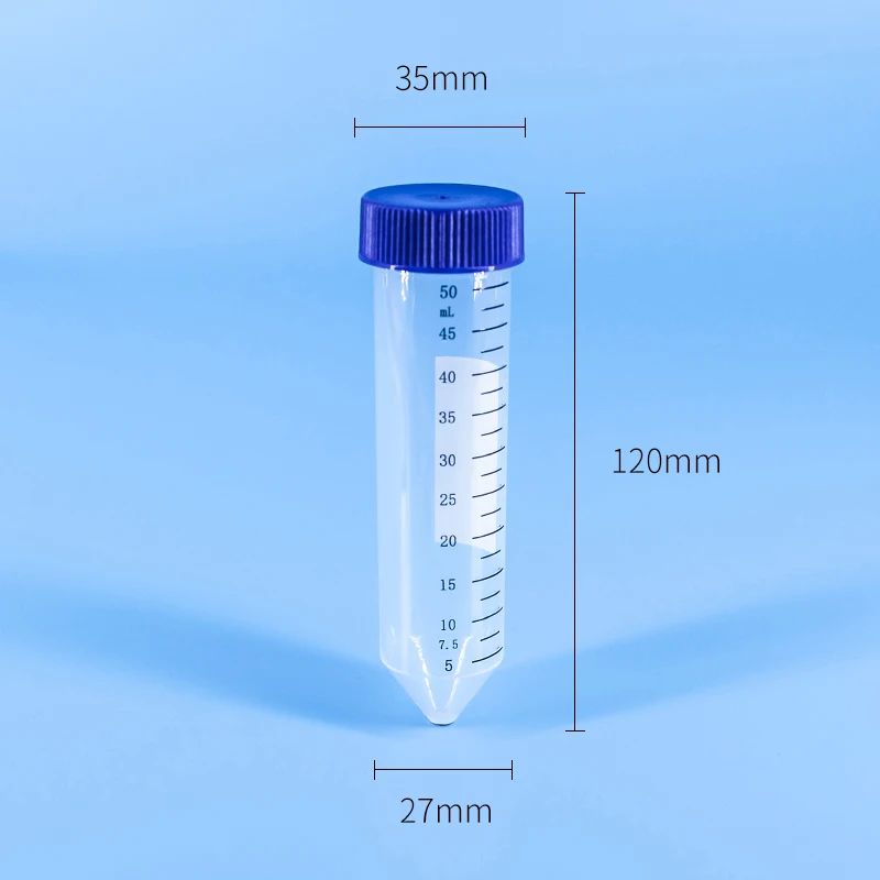 
 Medical Laboratory Disposable 50ml Conical Bottom Transparent Plastic Centrifuge Tube With Graduation  Sterile Centrifuge Tube  