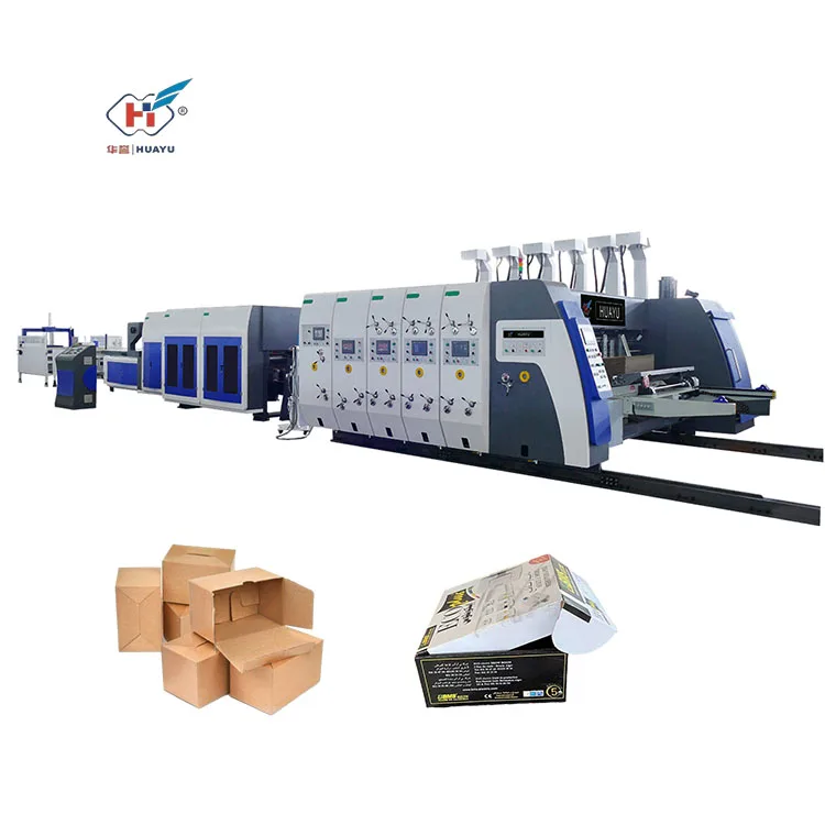 HS-C SERIES full automatic carton box printing slotting machine folding gluing pasting machine for pizza box