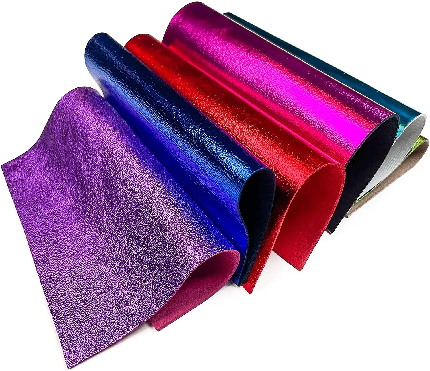 Leather Scraps Bright Metallic Leather: Pre-Cut Genuine Leather Sheets for Crafts 5x5In/ 12x12cm