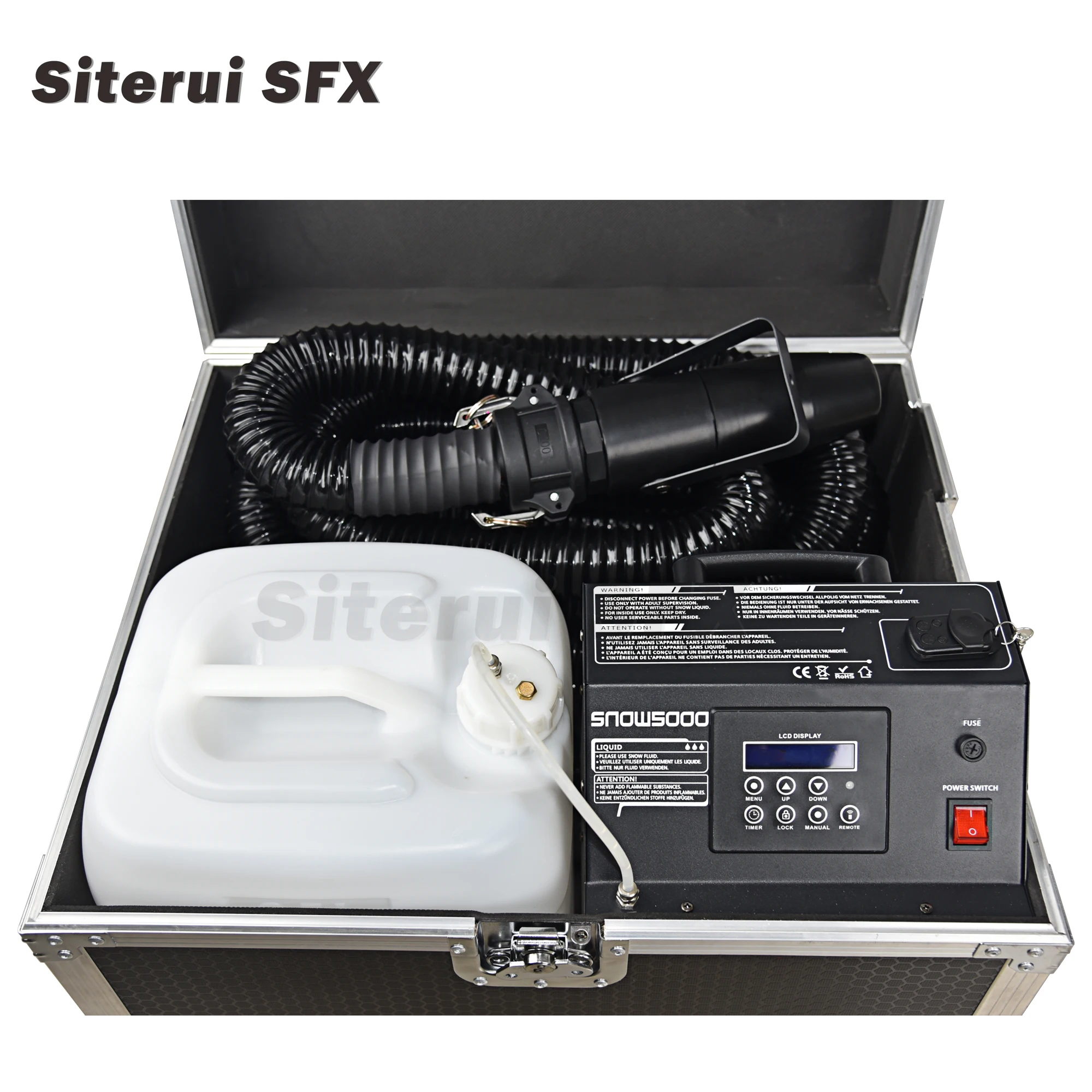 Siterui SFX new large 1800w mute snow machine snowflake maker with flight case dmx lcd remote control  party Christmas wedding