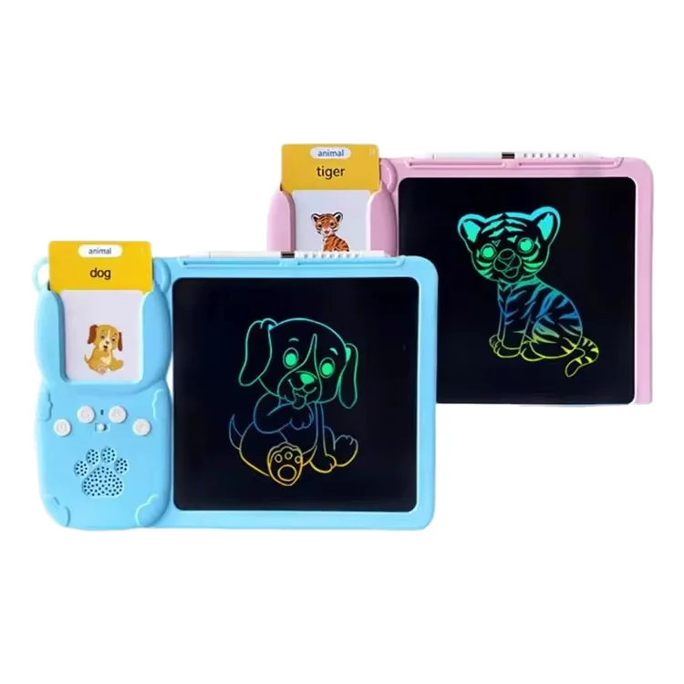 Rechargeable 2-7 Year Old Educational Flash Card Writing Board LCD Drawing Tablet Sight Word Memo Pads Musical Toy Boys Girls