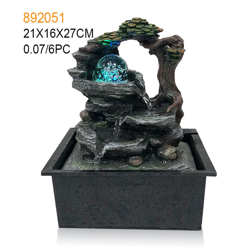 
2020 Hot Resin Indoor Or Garden Tabletop Water Fountain With Led Light 