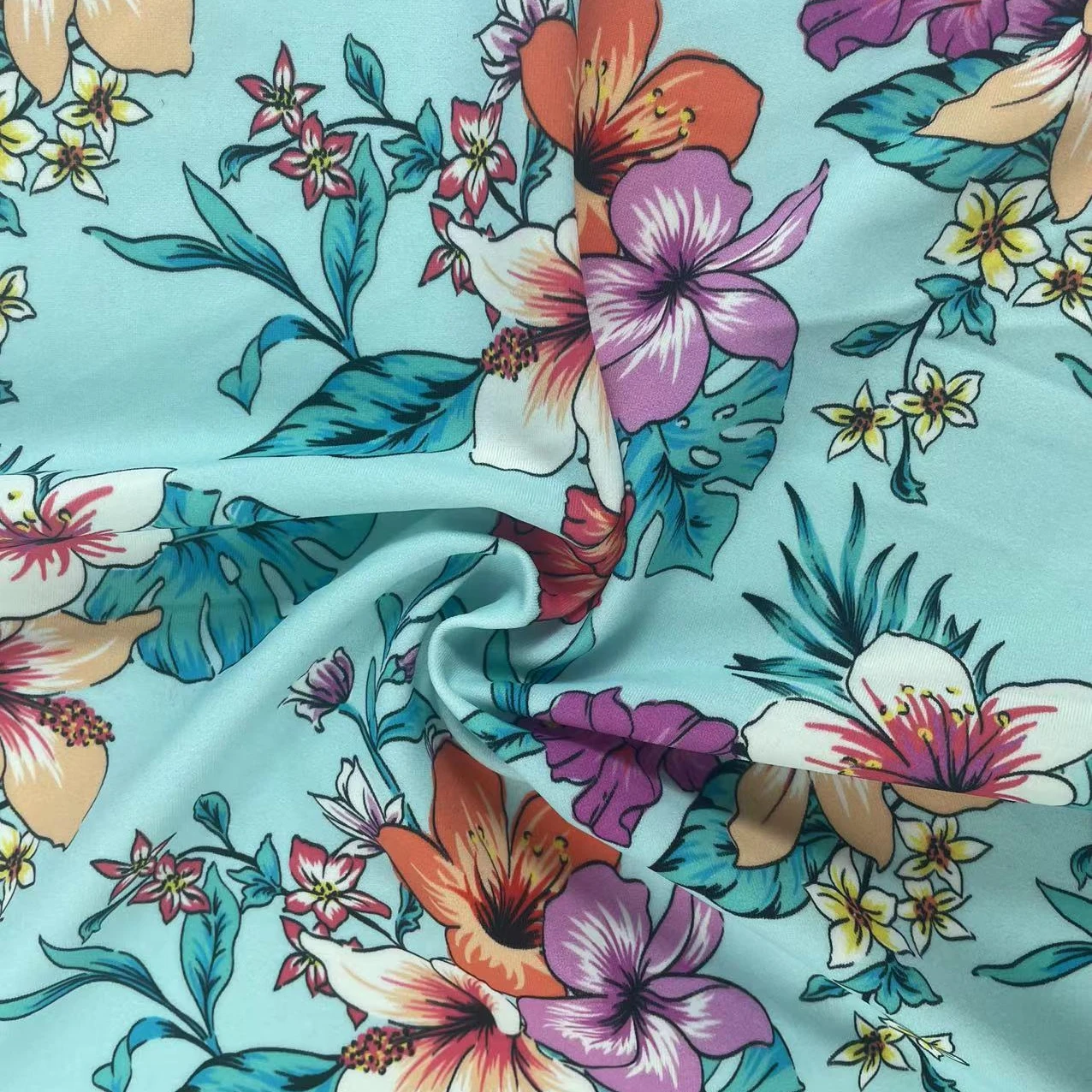 Wholesale price customized design printed nylon/spandex knit swimsuit fabric for swimwear