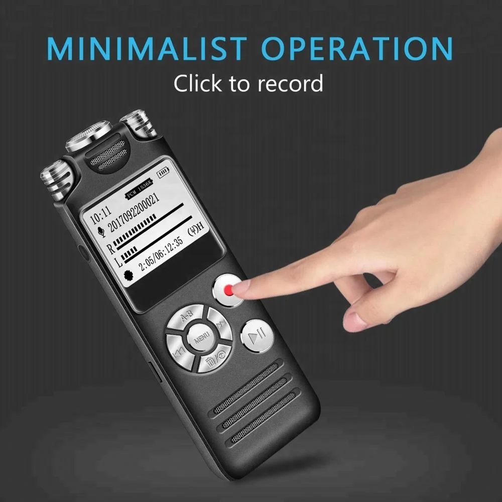 Professional audio recorder VR02 Voice Activated Digital Voice Recorder Three microphones HD Noise reduction multi-language menu