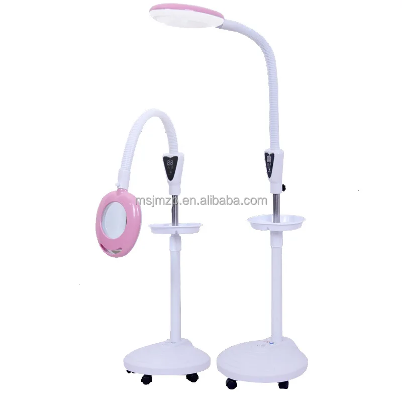 Floor mounted LED eyebrow beauty lamp with wheels 16x magnifying glass beauty tattoo lamp