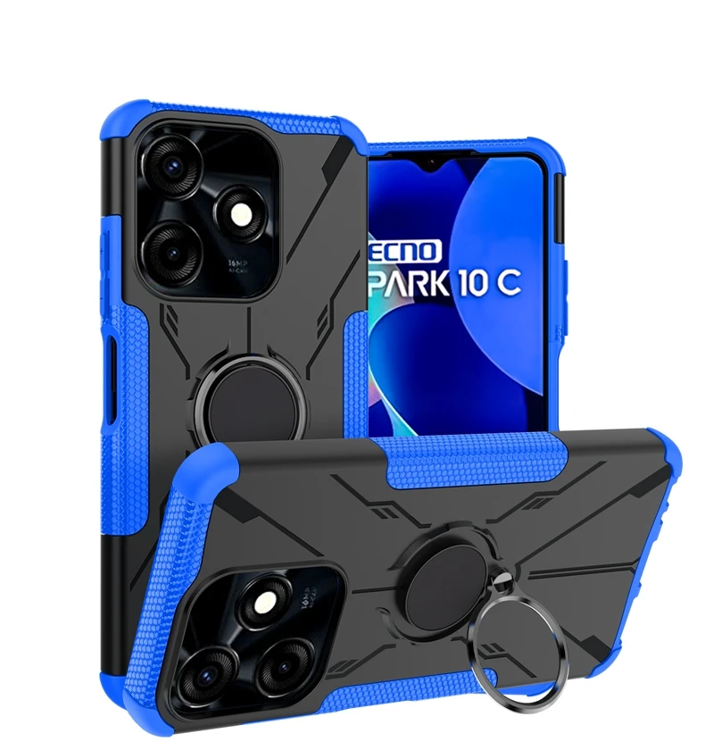 High Quality TPU&PC Ring Kickstand Mecha Phone Case For INFINIX Tecno Spark 10C GO 2023 Wholesale Customize Case Shockproof