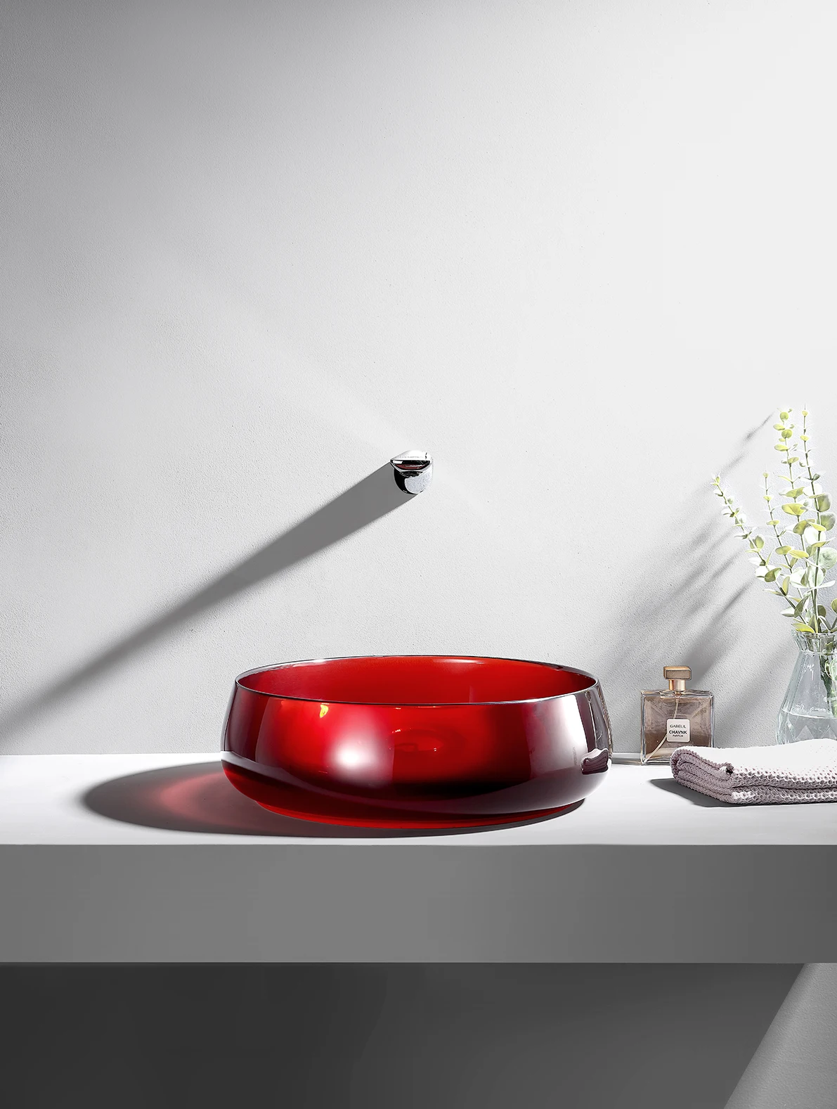 D15.7 'прозрачный хрустальный красный сосуд для ванной комнаты раковина из смолы каменная твердая поверхность раковина d400 мм