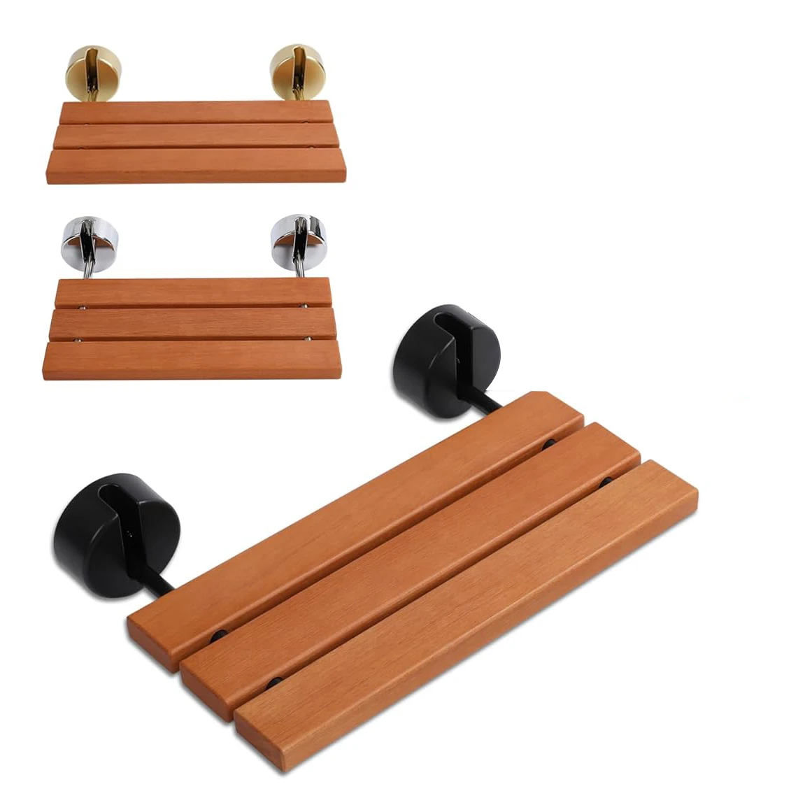 Wall Mounted Teak Fold Down Folding Shower Hot Tub Bench Seat Chair