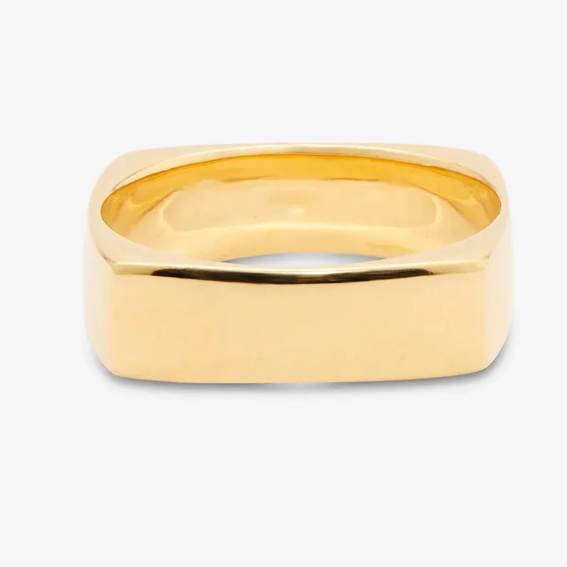 LUCKYDG Waterproof Tarnish Free Hypoallergenic Jewelry Custom Fashion Dainty Soft Rounded Square Band Ring For Women Girls