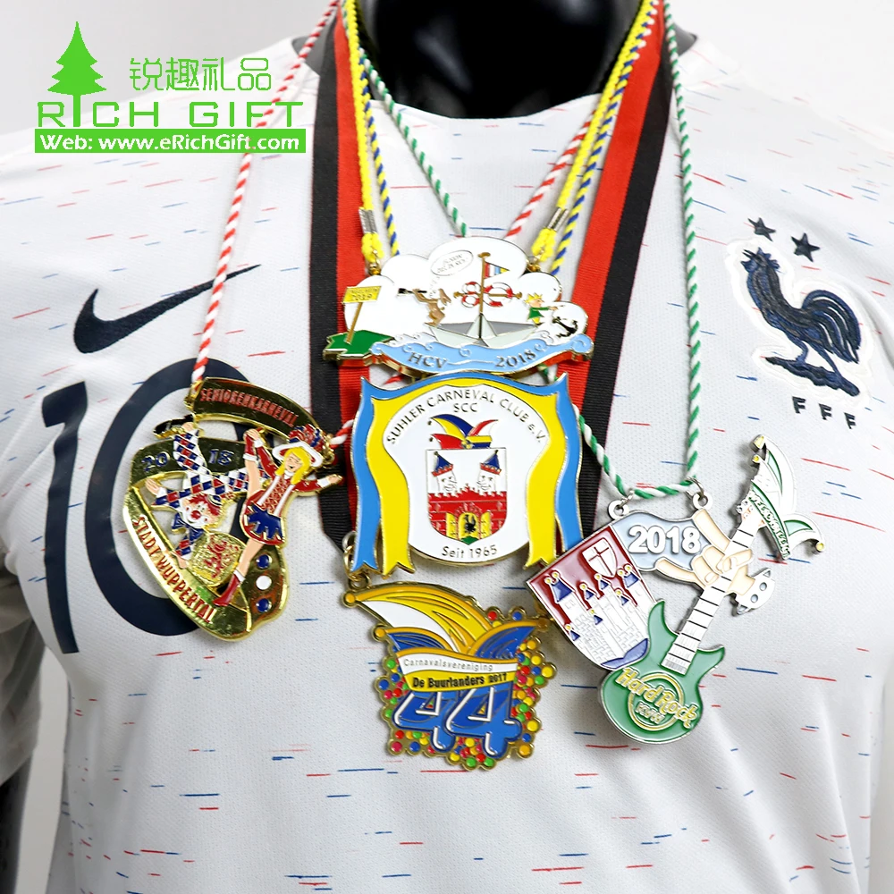 Factory direct sale cheap metal polished gold enamel running runner finisher logo custom miraculous carnaval medal for carnival