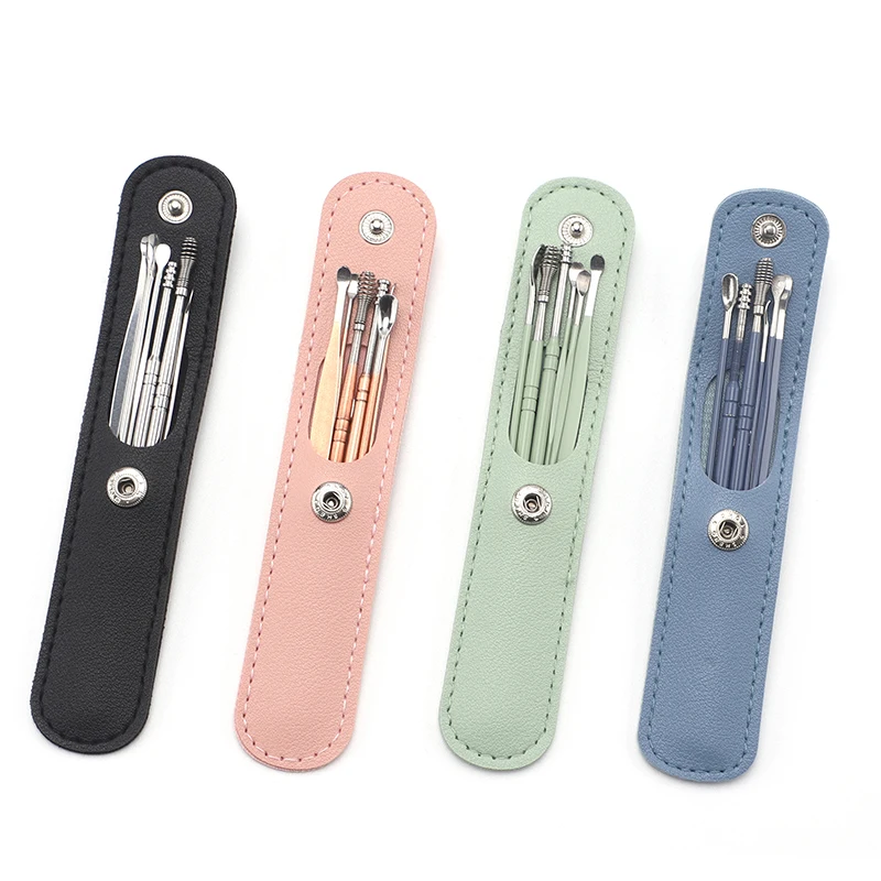 Cuticuter Spring Ear Wax Cleaner Tool Set - Portable Ear Wax Cleaning Kit, Stainless Steel Spade Ear Cleaning, Ear Wax Removal K