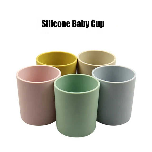 Non-toxic Non-slip BPA Free Toddler Kids Water Drinking Travel Snack Sippy Silicone Baby Cups