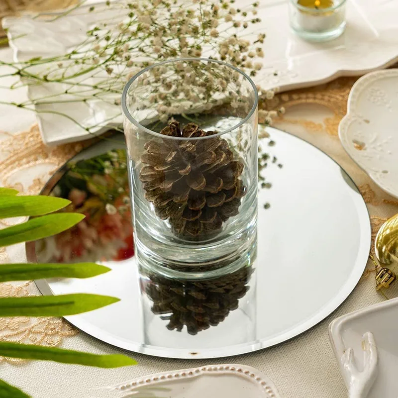 Joyen Versatile Round Acrylic Mirror Holder 20cm Clear Acrylic Wedding Table Decoration Acrylic Wedding Decor for Ceremony