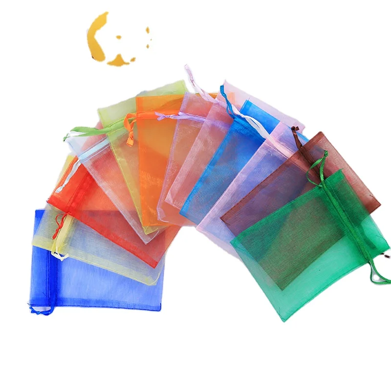 Индивидуальные сумки из черной органзы на шнурке, подарочная упаковка, многоразовые сетчатые пакеты из тюля