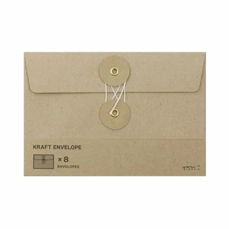 Custom made printing kraft paper Envelope with button and string closure