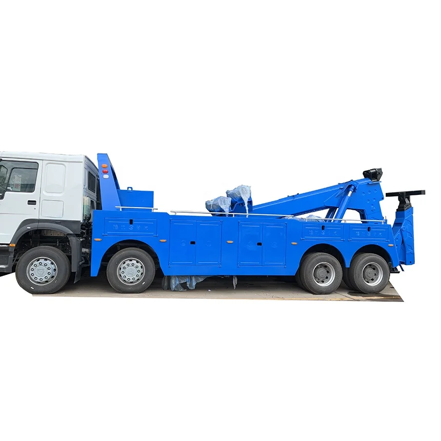 Heavy Duty HOWO 8X4  recovery towing wrecker truck with 25 tons lifting boom and winches for rescuing accident car
