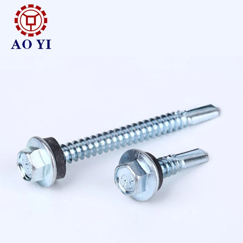 China manufacturer wholesale stainless steel outer hexagonal self-tapping self-drilling screws with pad coloured roofing screw