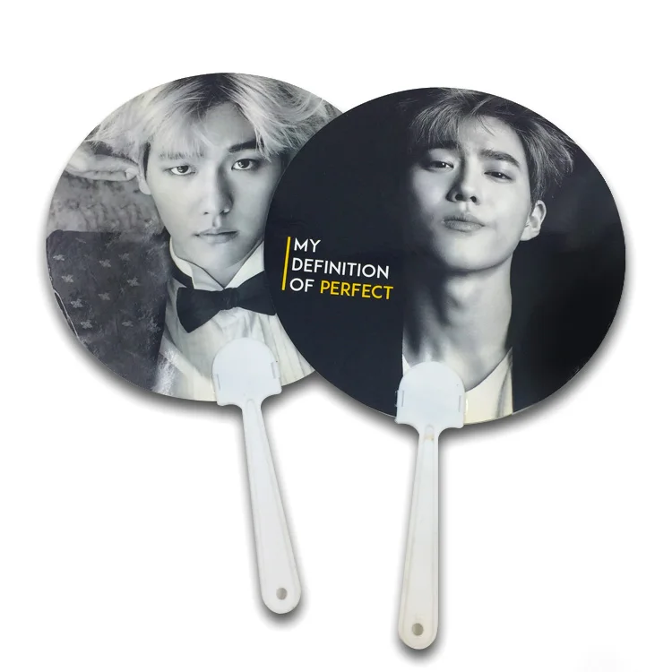 Factory Wholesale price Customized KPOP Plastic Transparent Waterproof Hand Fan With Logo Printed For Concert