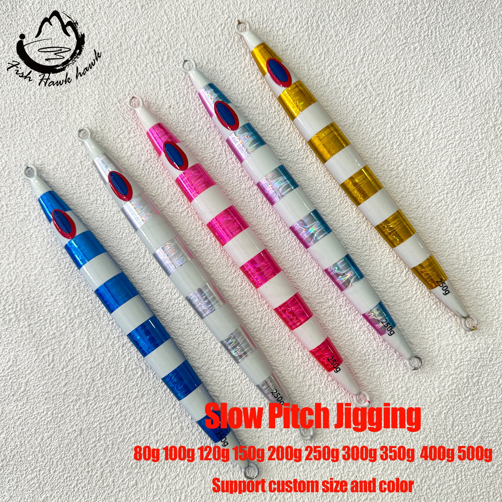 Wholesale 100g 120g 150g 200g 250g  300g 350g 400g 500g luminous slow pitch jigging lure for saltwater metal lead fishing lure