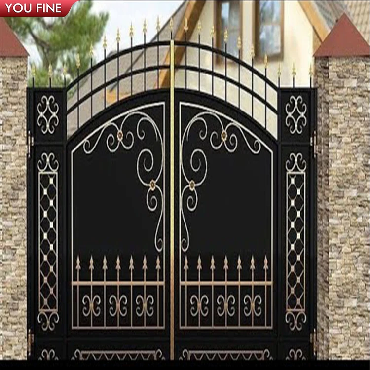 Modern High Quality Main  Grill  Open Double Door Design Wrought Iron Gate From China