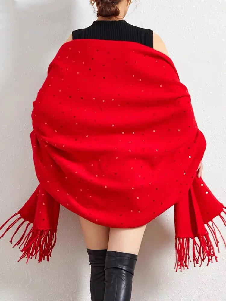 Simple multicolor warm knitted shoulder mink blanket poncho scarves shawls for women