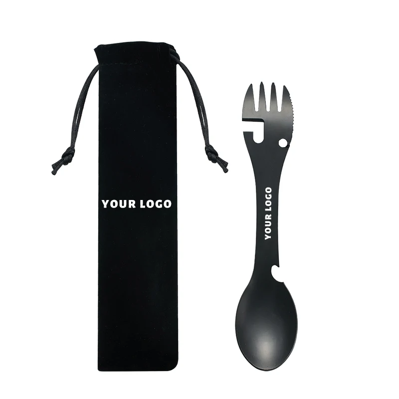 Нержавеющий стальной походный набор посуды комбинированных ложек и вилок нож ложка Вилка бутылка открывашка 5 в 1 Многофункциональный столовые приборы