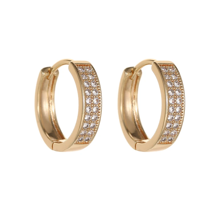 Wholesale Simple Huggie Earrings Women Unique Minimalist Trendy Gold Plated Cubic Zirconia Classic Brass Hoop Earring