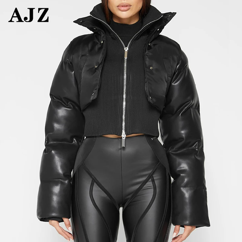 Manufacturer Wholesale Ladies Reflective Design Padded Supplier Custom Logo Black Winter Bubble Women Crop Down Puffer Jacket
