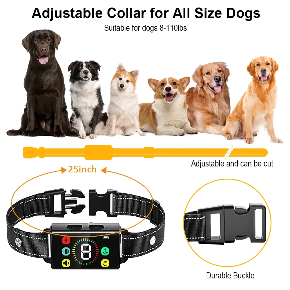 Dog Noise Controller anti bark collar with Beeper Vibration Shock IP67 waterproof