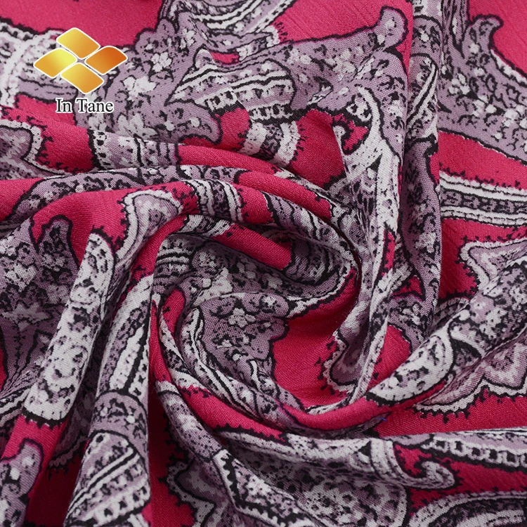 Beauty Price 100% Rayon Normal  Single Crepe Printed  Fabric Wholesale
