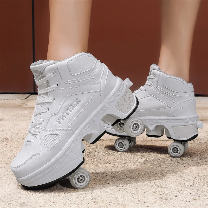 kids kick out ice skating shoes , kids retractable wheels roller shoes , led light up children roller skate shoes with wheels