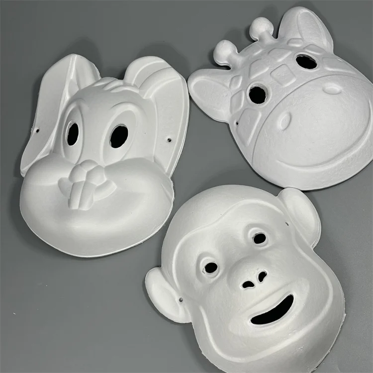 White pulp DIY Paper Mask for Halloween party Carnival face Mask for art painting and decoration