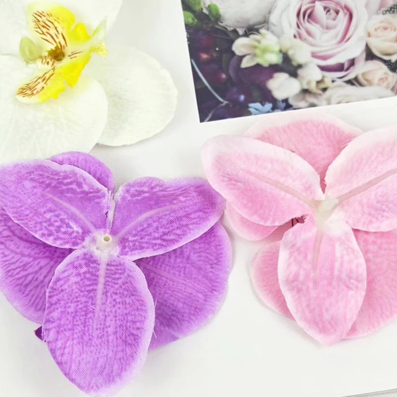 Artificial orchid petals flowers  real touch phalaenopsis butterfly flower head for DIY craft home wedding party decorations