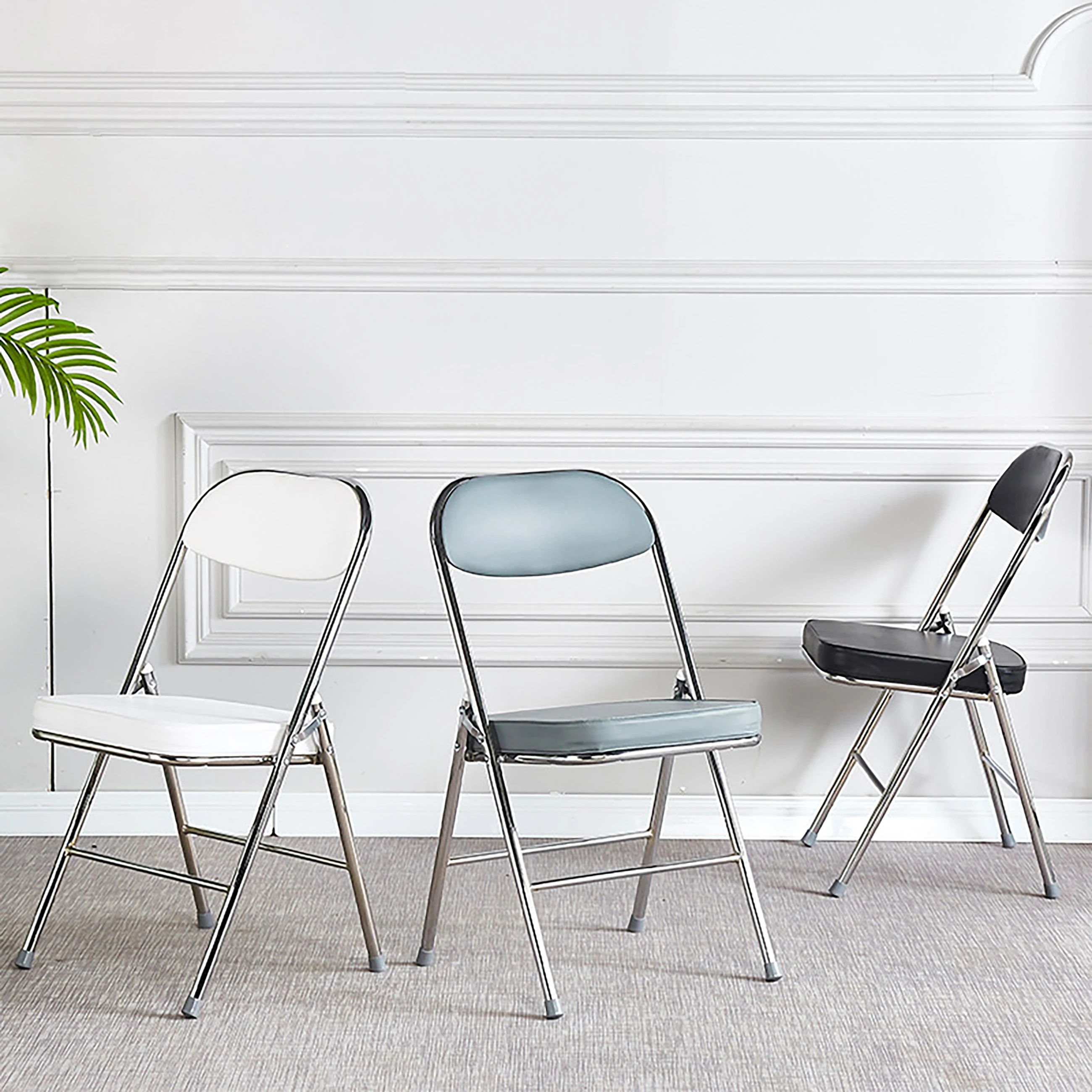 Wholesale Modern Folding Chair Cheap Price Outdoor Plastic Pu Upholstered  Folding Chair