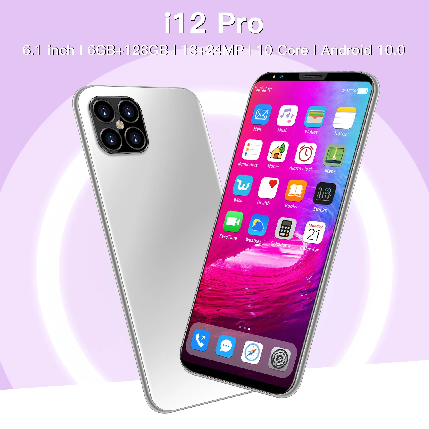  Отличный телефон i12 pro 6 дюйма HD полный экран 10 ядер ГБ + 128 13 МП 24 4800 мАч android 0 высокое качество оптовая