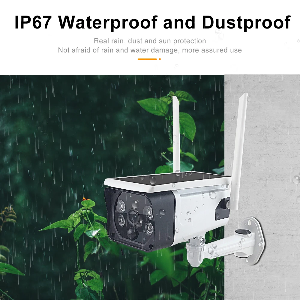 2MP HD WiFi Camera Outdoor Solar Panel Wireless Security Camera Battery Powered PIR Motion IP66 CCTV Surveillance Camera