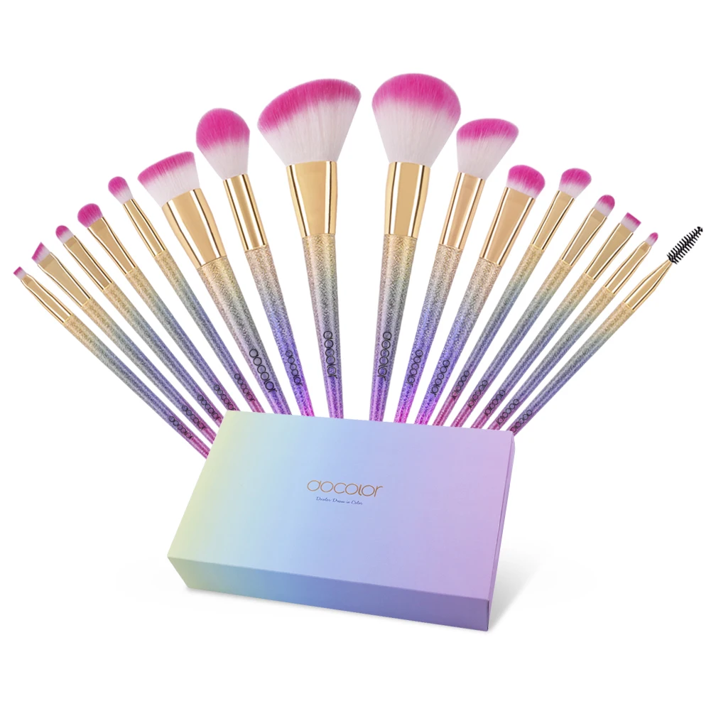 
Docolor Fantasy 2020 professional 16PCS glitter makeup brush set Golden glossy aluminum tube DB1603 
