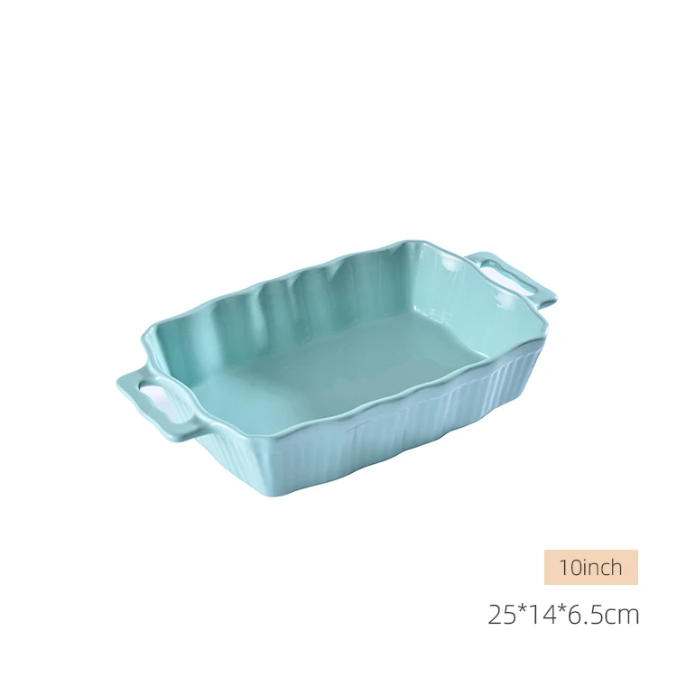 Multi Color Rectangular Ceramic Bakeware Set Oven Safe Baking Dish Cookware Baking Pan Tray